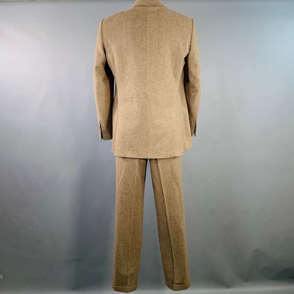 POLO by RALPH LAUREN Size 42 Long Brown Herringbone Virgin Wool Suit - Picture 4 of 15